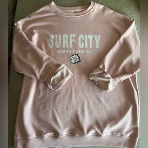 North Carolina Surf city pink boho crewneck beach aesthetic - Women’s Large